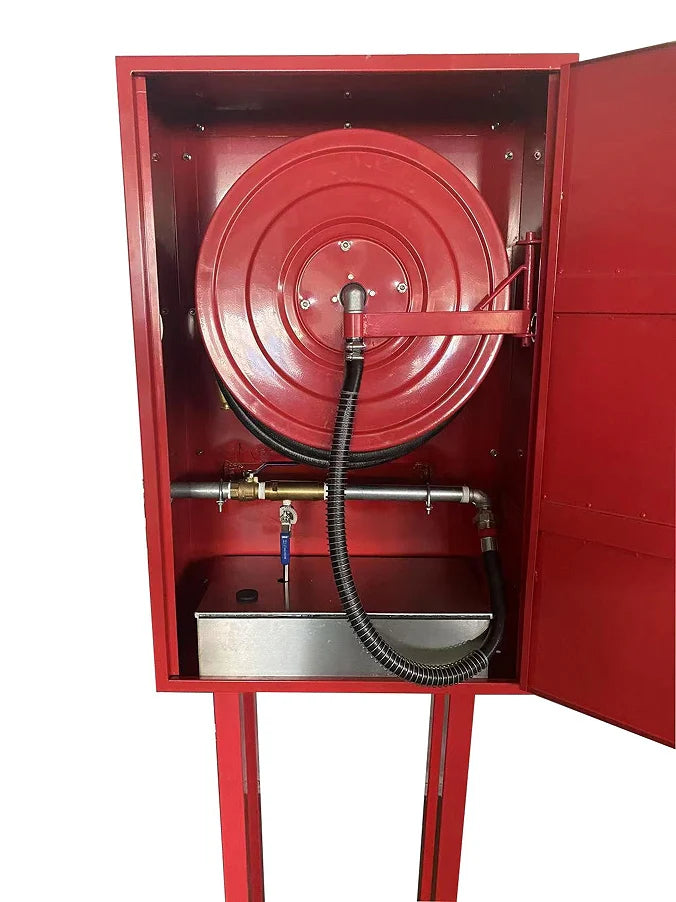 30m x 25mm swing arm Fire hose reel induction system in cabinet, comes with stand