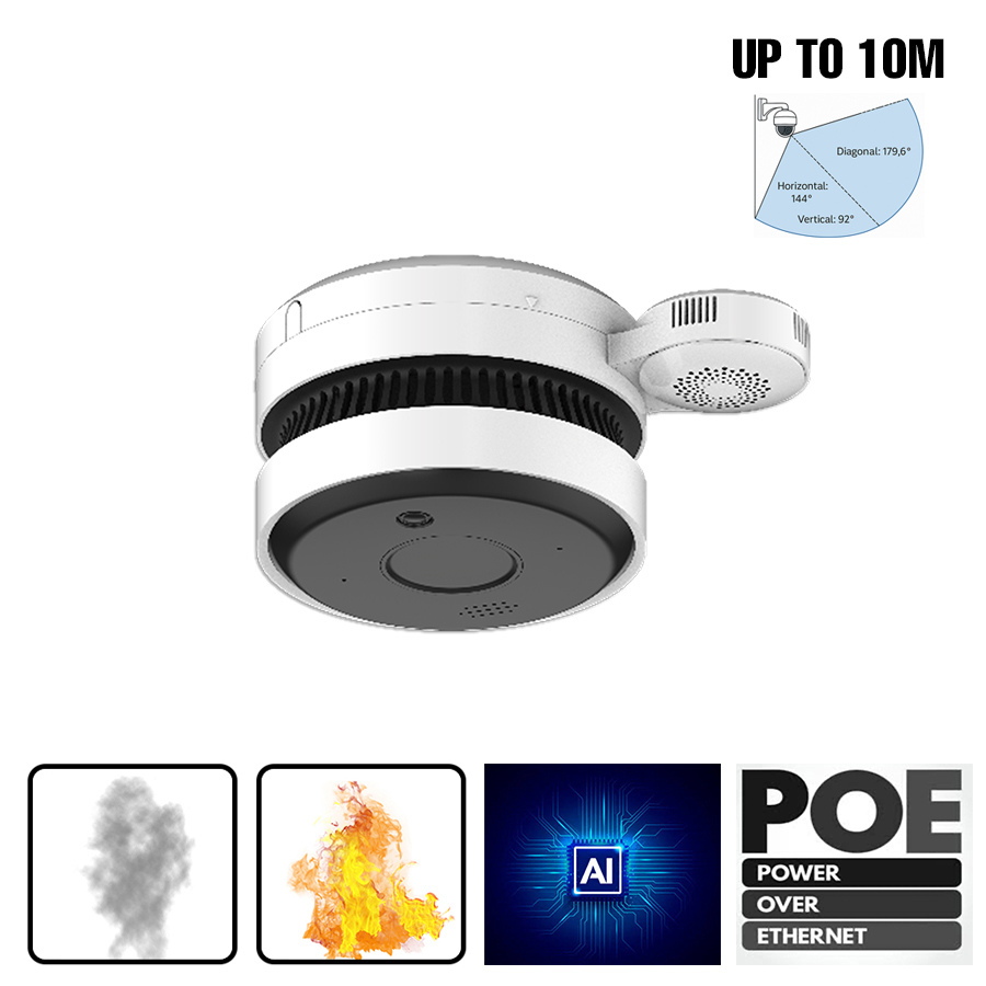 5MP IR AI-Fire Smoke Sensing Network Camera with Temperature and Humidity Detection
