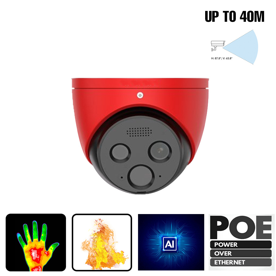 4 MP Thermal Network Mini Hybrid Eyeball AI Camera IP67 rated