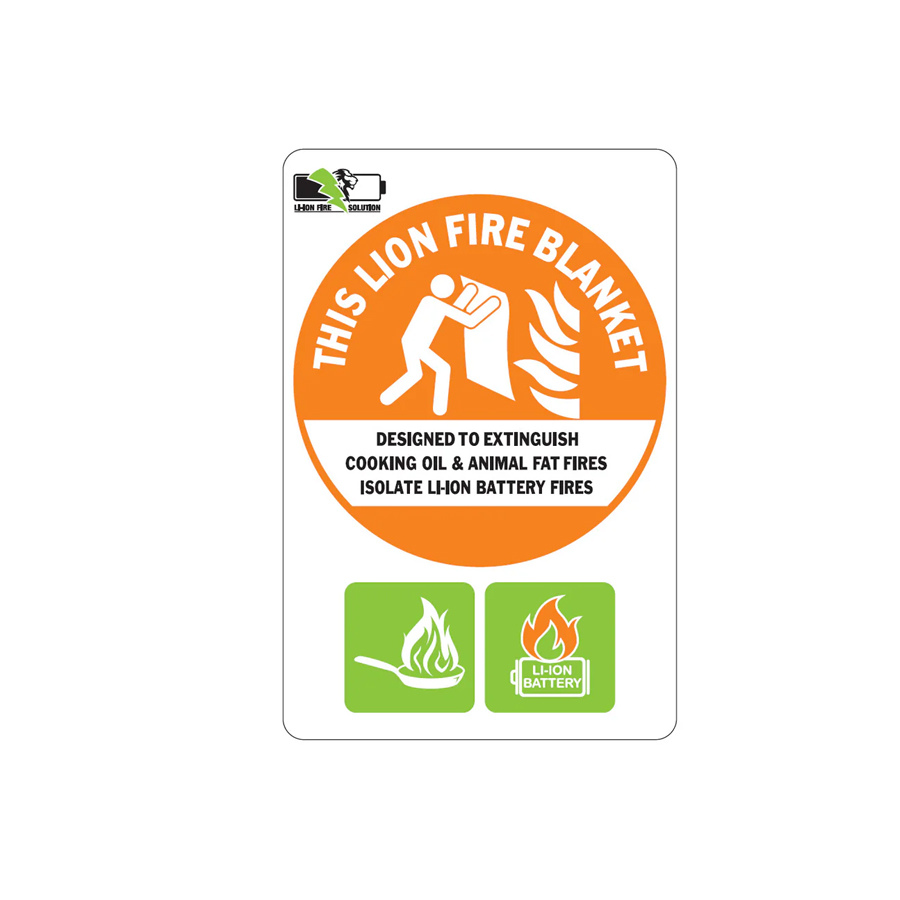 Lithium-Ion Battery Fire blanket location sign